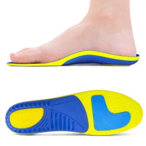 Arch Support Plantar Fasciitis Insoles - Shoe Inserts for Flat Feet, Heel Spur, Heel Pain, Plantar Fasciitis Relief Insoles - Gel Orthotic Inserts for Women & Men - All-Day Shock Absorption Blue M: (Men 8-9.5/Women 10-11.5)