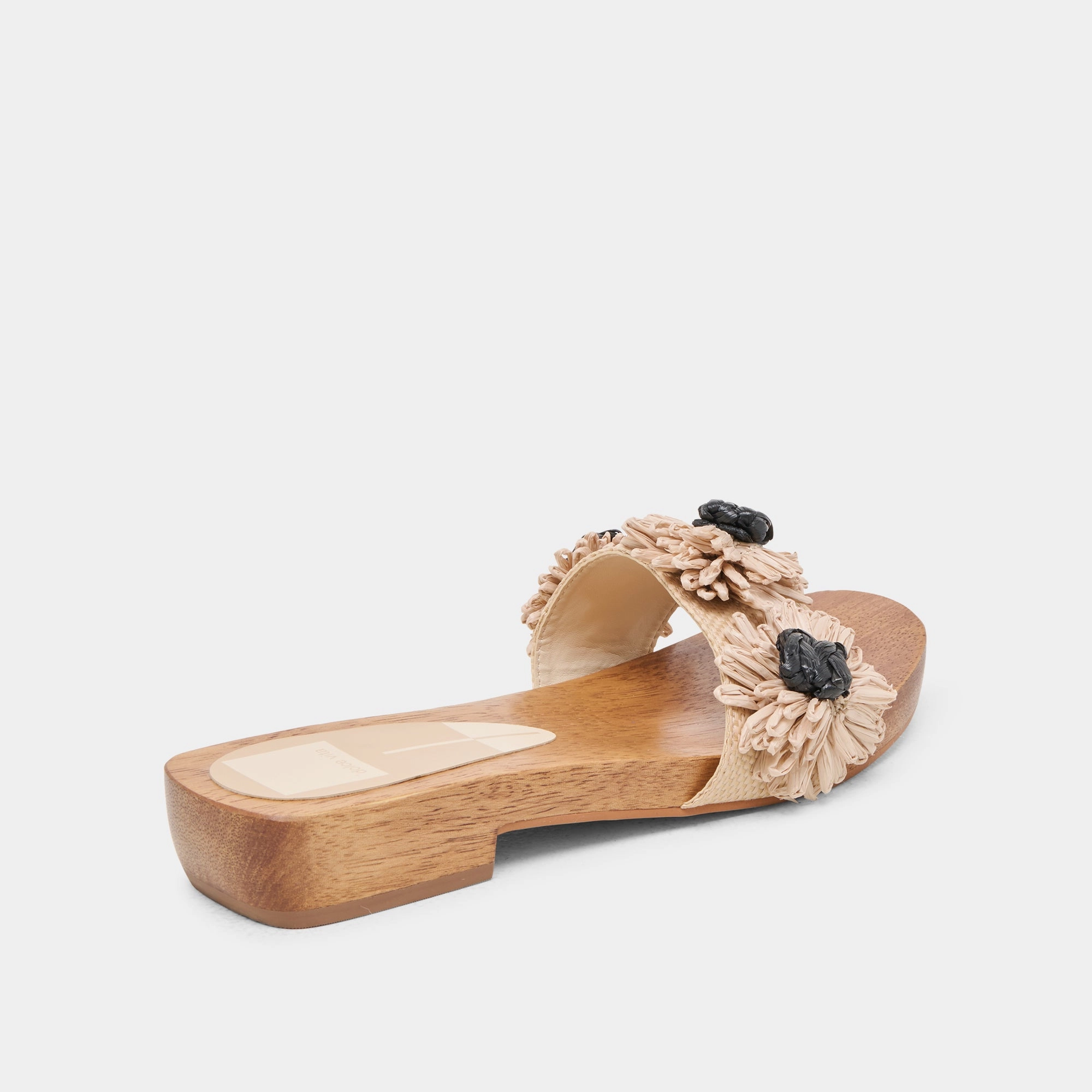 Comfortable And Versatile ARIENA SANDALS BLACK NATURAL FLORAL RAFFIA