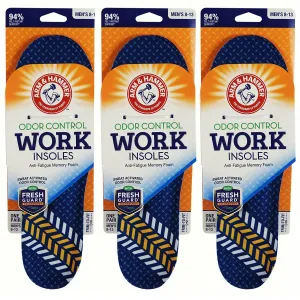 Arm & Hammer Work Insoles for Men and Women, Boot Inserts for Work Boots, Boot Insoles for Men Work, Work Boot Insoles for Men and Women, Pair of Anti-Fatigue Arch Support Memory Foam Insoles (3 Pack) 3