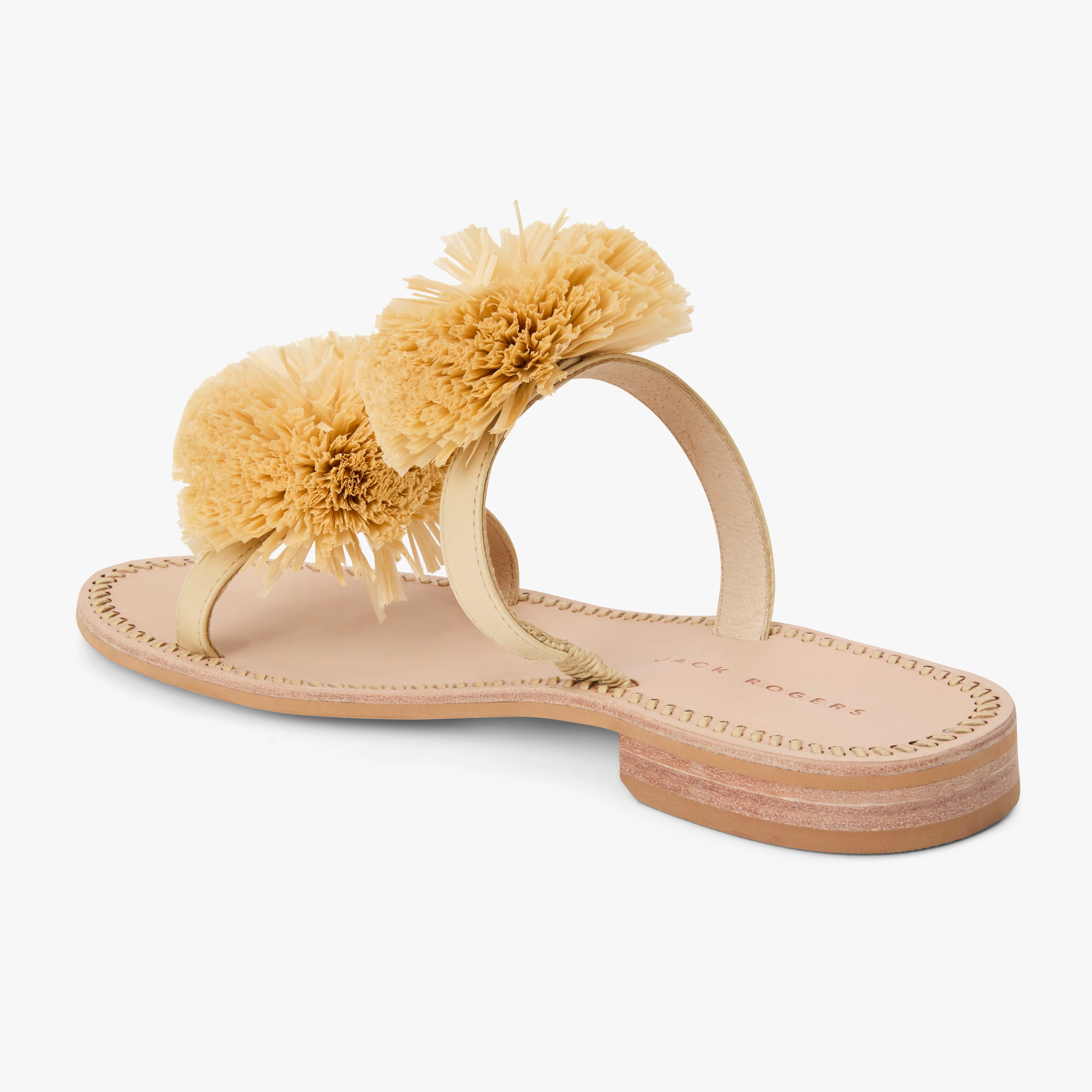Torsion Stability Daffodil Raffia Flat Sandal