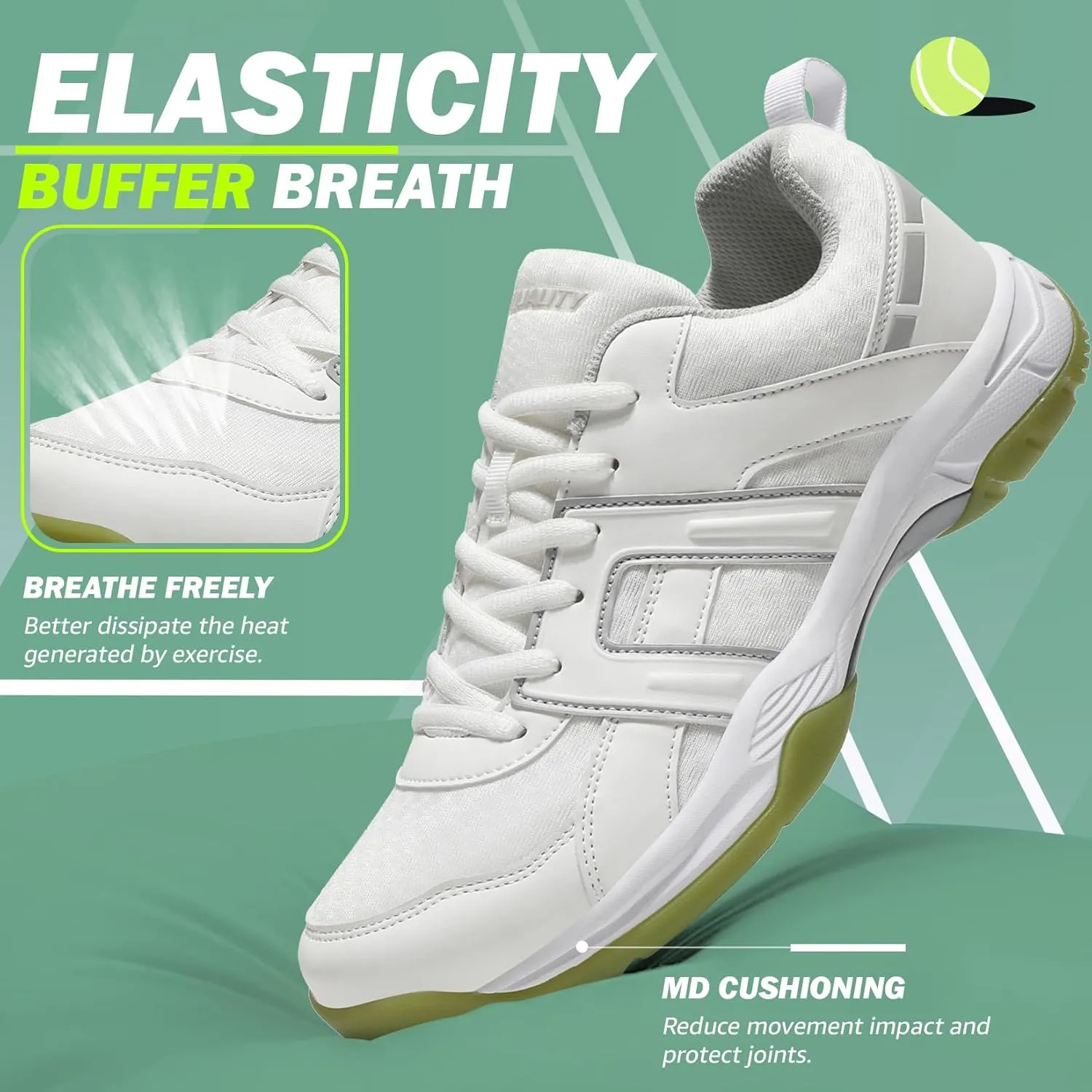 ASHION Pickleball Shoes for Men Tennis Shoes Sneakers for All Court Racquetball Athletic Shoes for Racquet Sport | Arch Support