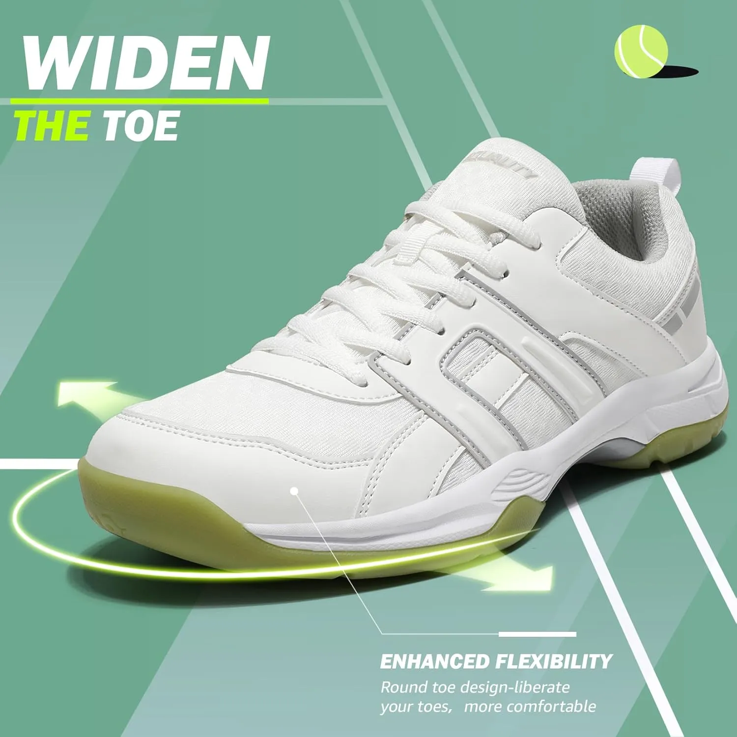 ASHION Pickleball Shoes for Men Tennis Shoes Sneakers for All Court Racquetball Athletic Shoes for Racquet Sport | Arch Support