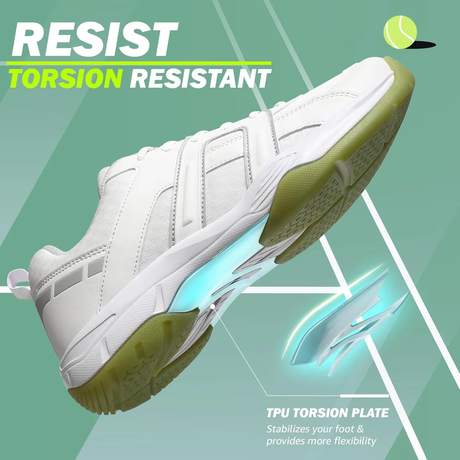 ASHION Pickleball Shoes for Men Tennis Shoes Sneakers for All Court Racquetball Athletic Shoes for Racquet Sport | Arch Support