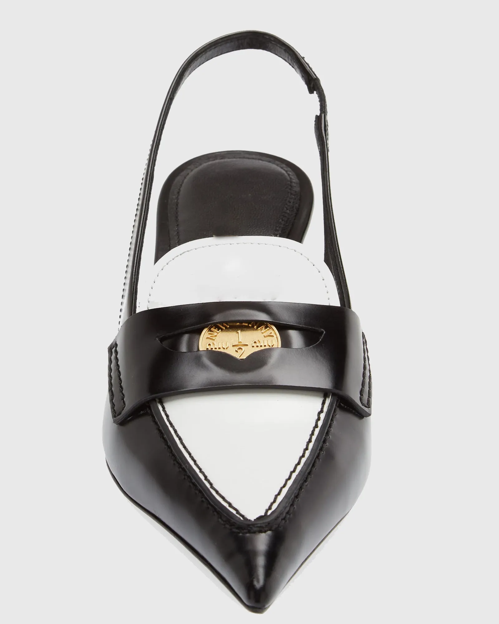 Atena Coins Leather Slingback Kitten Heels