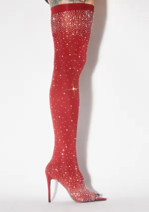 Attitude Alert Rhinestone Thigh Highs