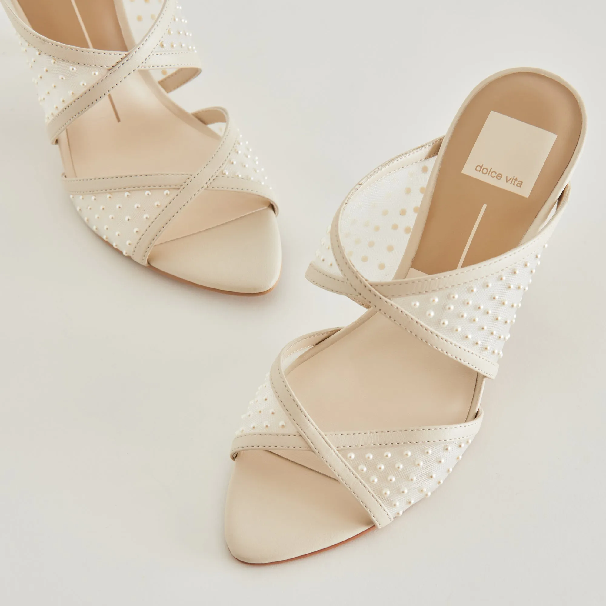 MANDEL PEARL HEELS IVORY MESH Glamorous Appeal