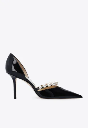 Aurelie 85 Pearl Embellished Patent Leather Pumps