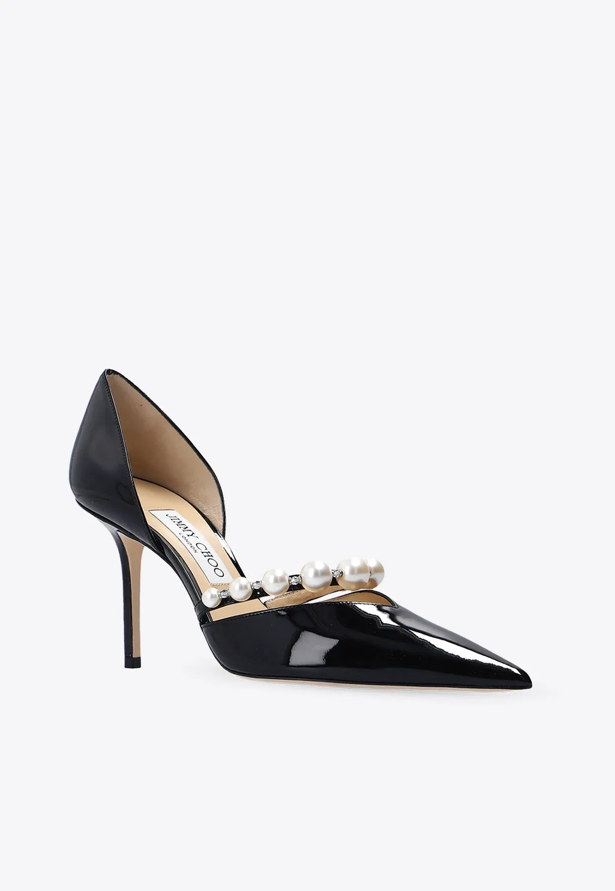 Aurelie 85 Pearl Embellished Patent Leather Pumps