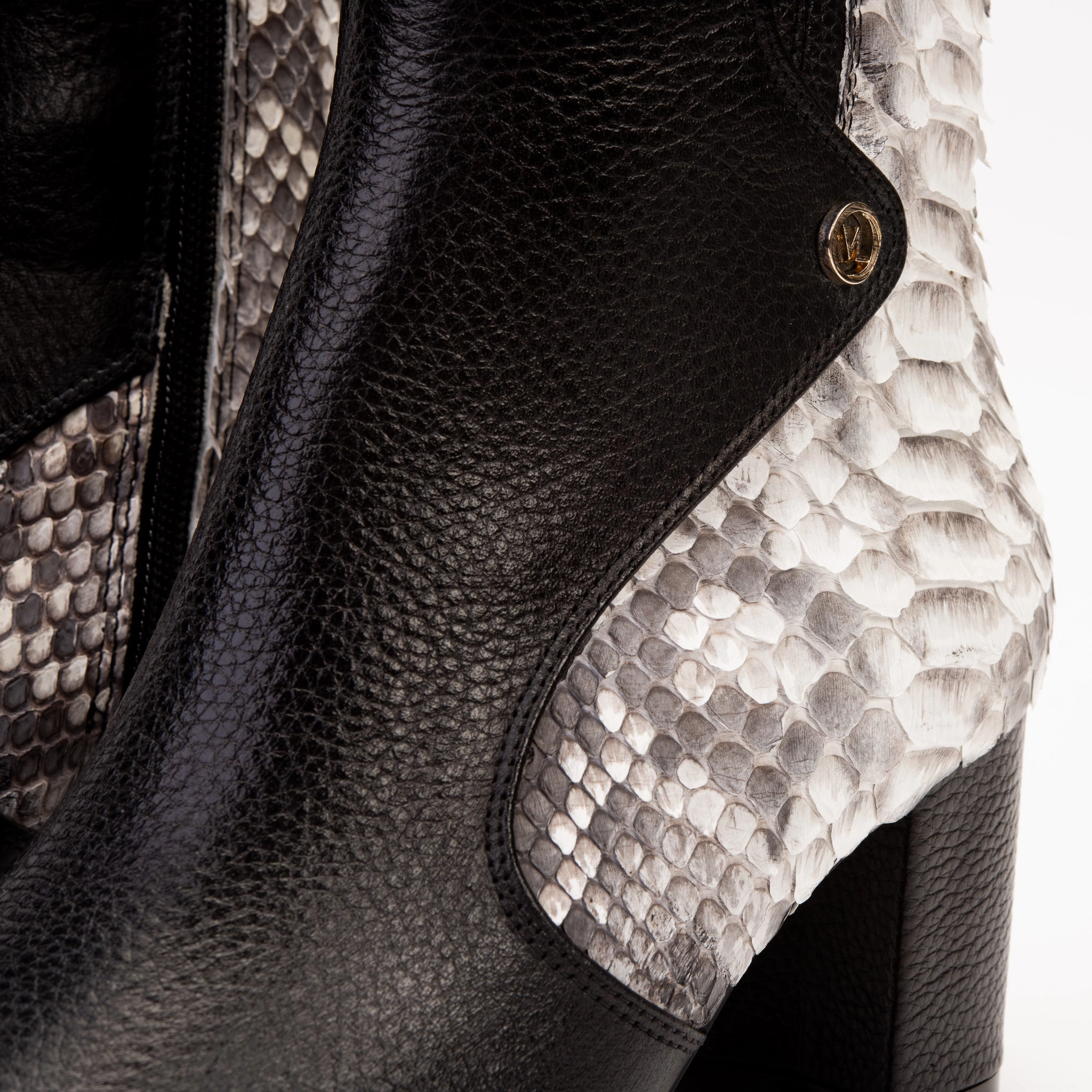 Energy Return Foam perforated design The Saturn Natural Pythn Leather Block Heel Women Boot