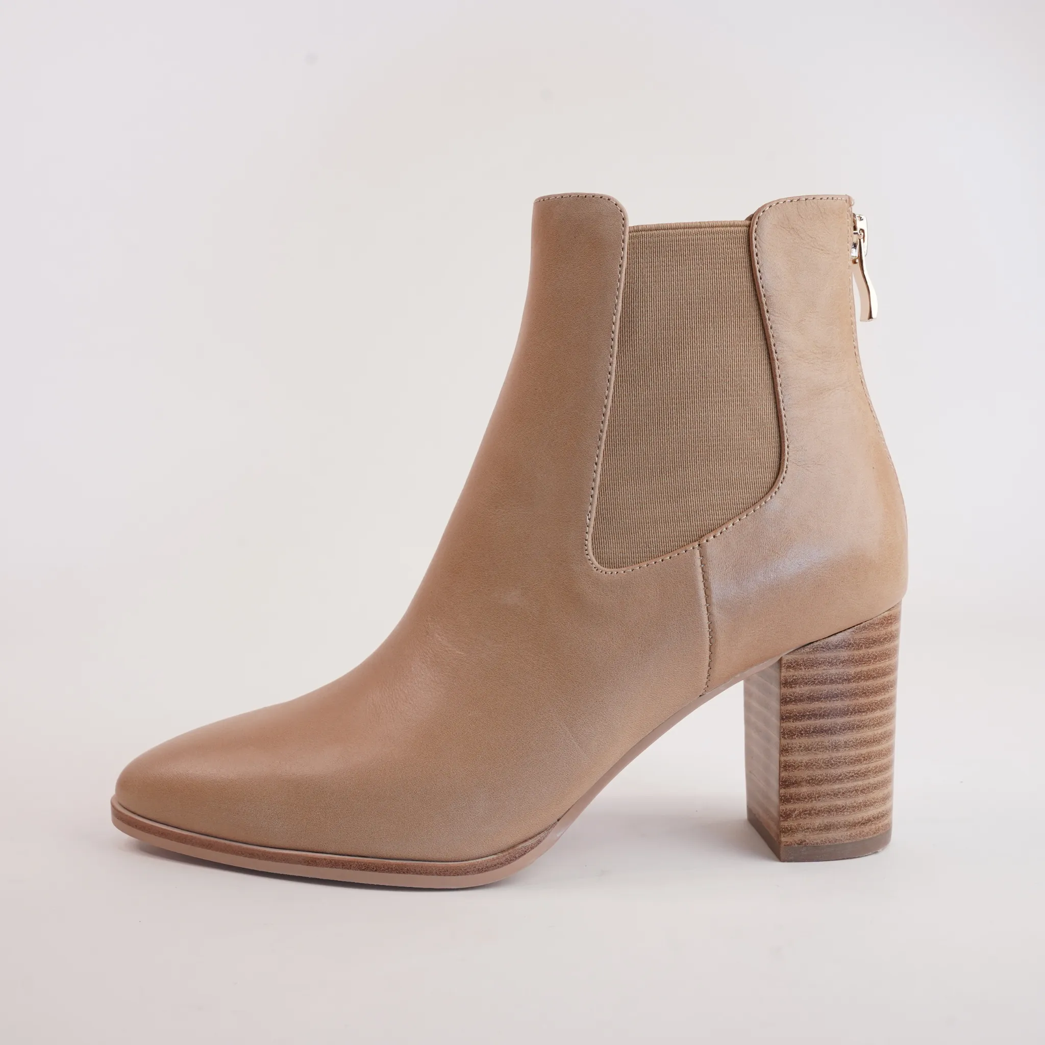Ayer Cappuccino Leather Ankle Boots