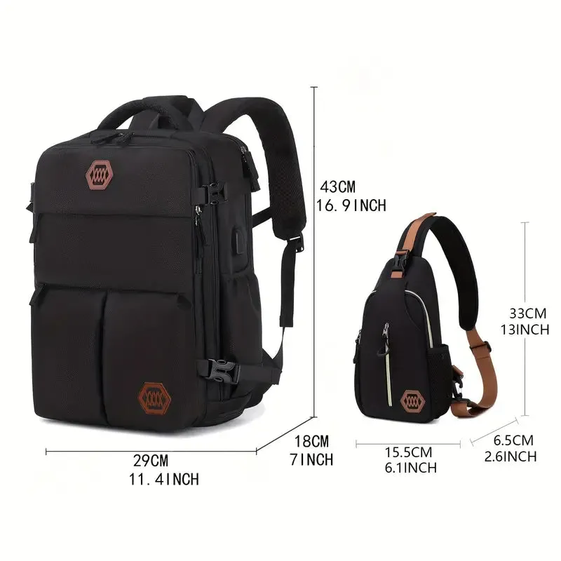 Bags Men's Large Capacity Travel Backpack With Shoe Compartment