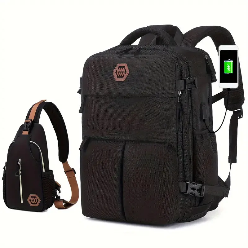 Bags Men's Large Capacity Travel Backpack With Shoe Compartment