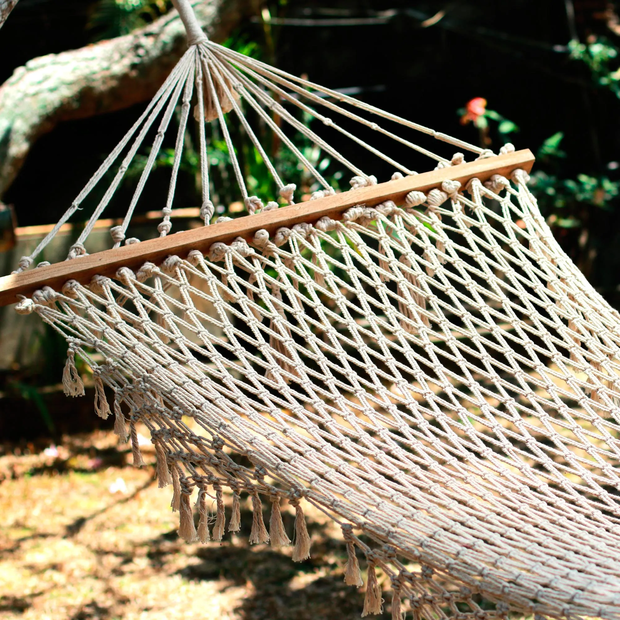 Bali Relaxation Hand-Knotted Cotton Rope Hammock from Bali (Single)