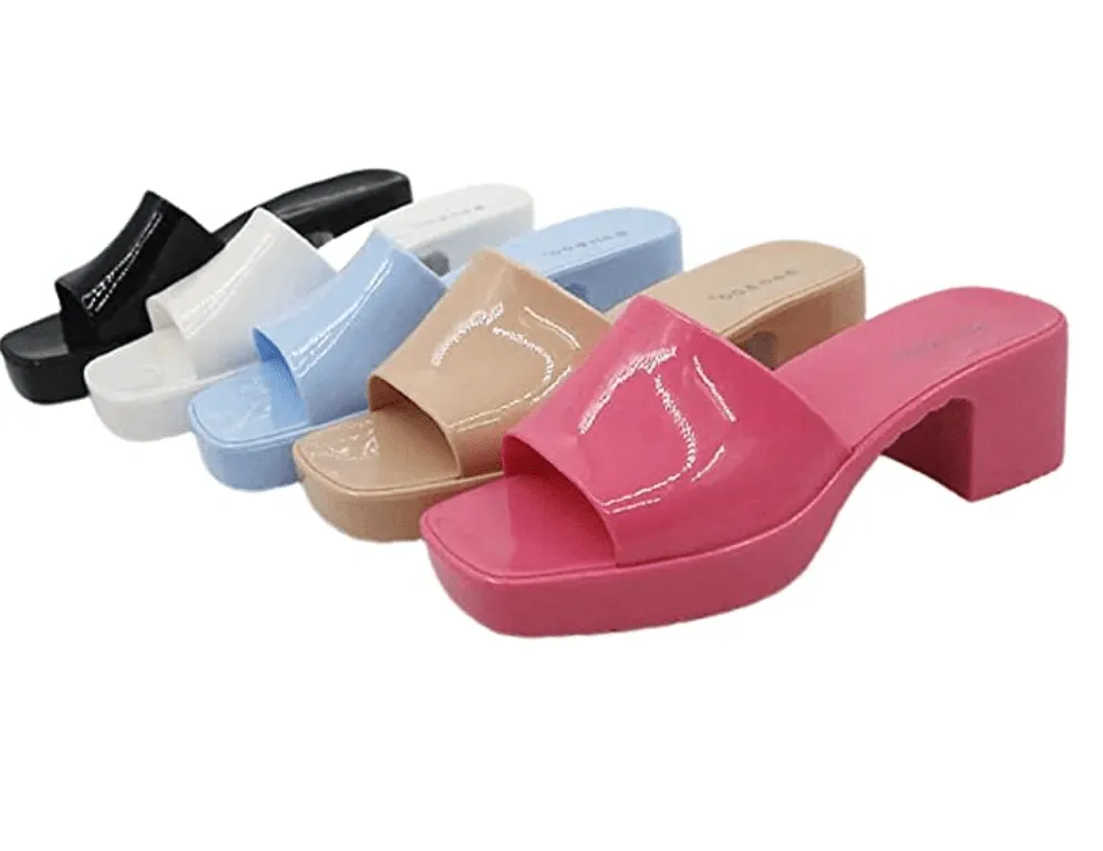 Bamboo SPICE-01 Jelly Chunky Block Heel Sandals