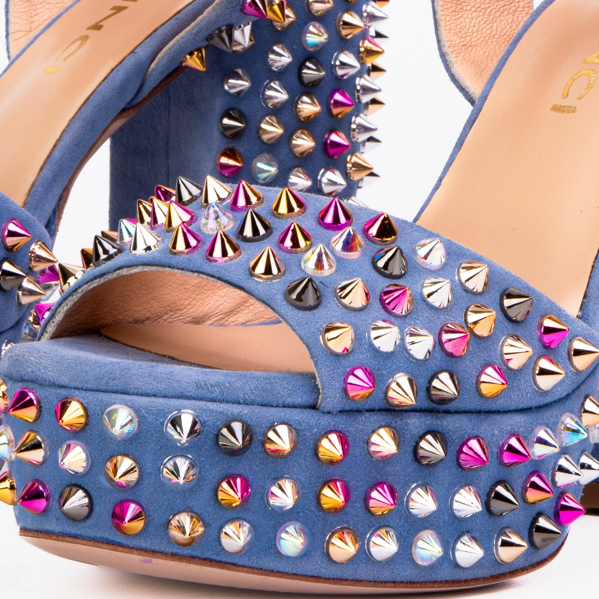 The Tampico Blue Suede Leather Spike Platform Heel Women Sandal Active Motion