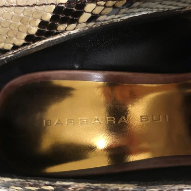 Barbara Bui Platform Pumps Ivory Snakeskin Size 37 Peep Toe Heels