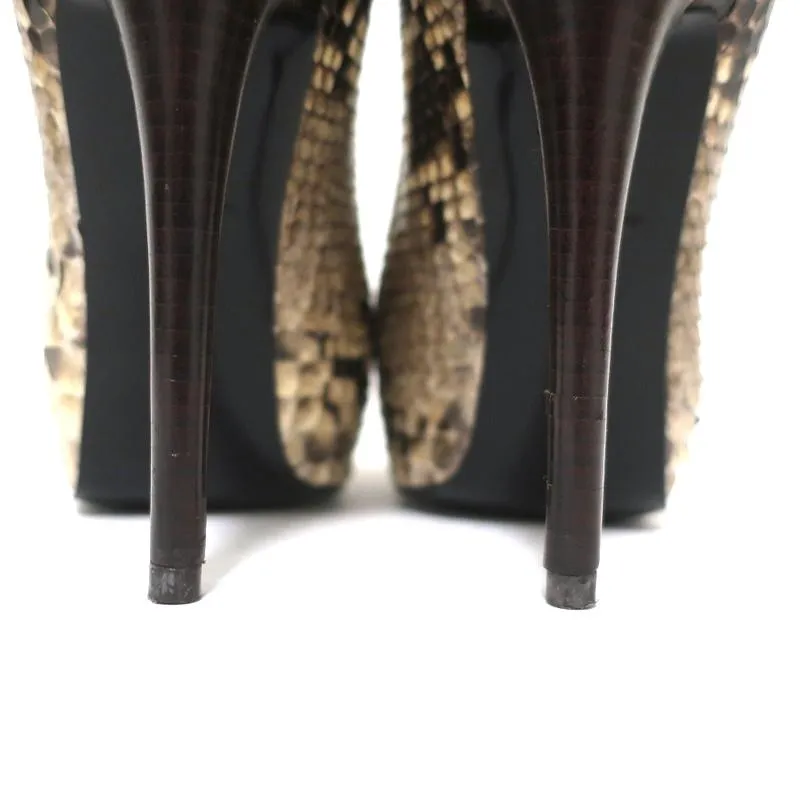 Barbara Bui Platform Pumps Ivory Snakeskin Size 37 Peep Toe Heels