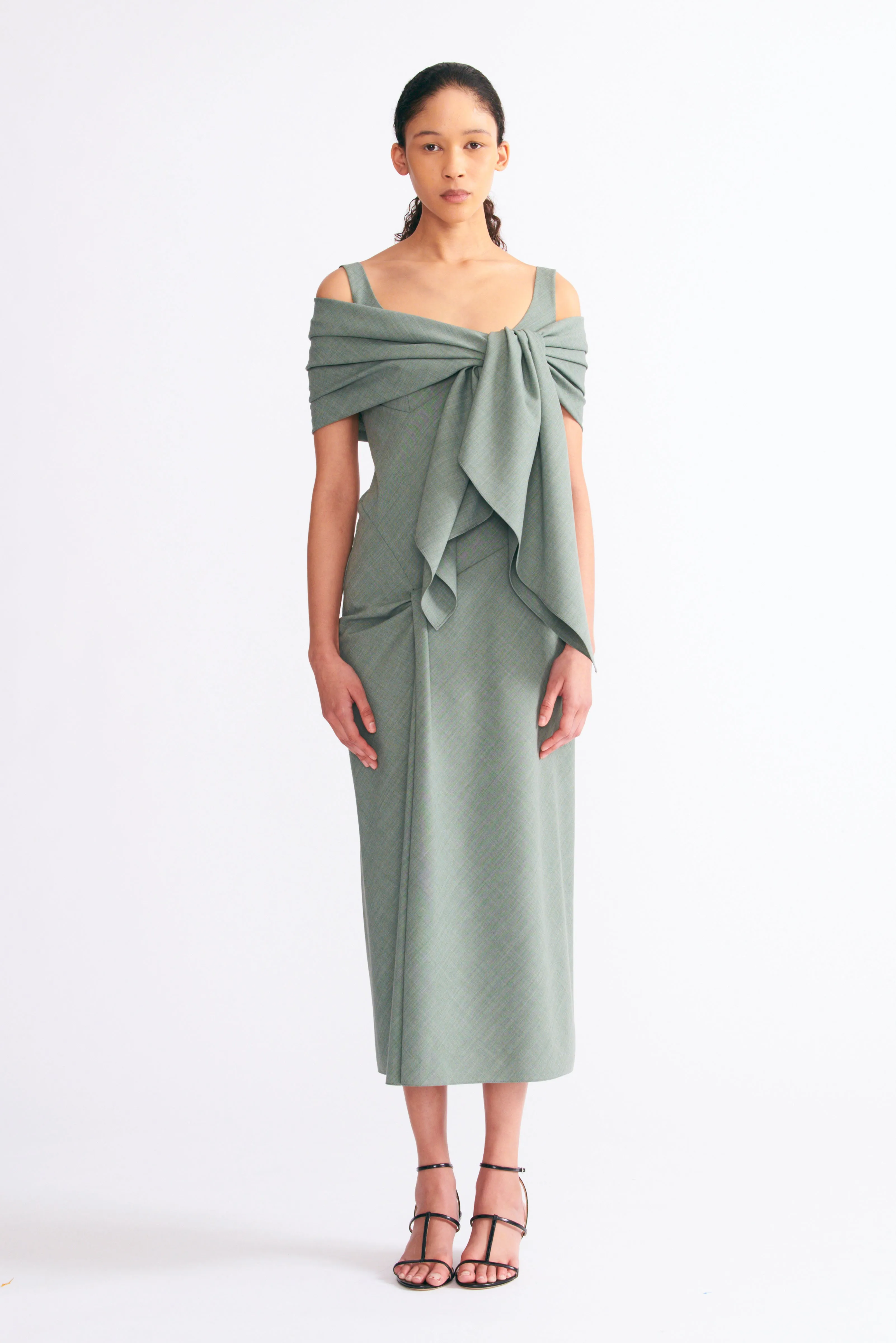 Barlowa Dress in Khaki Summer Wool