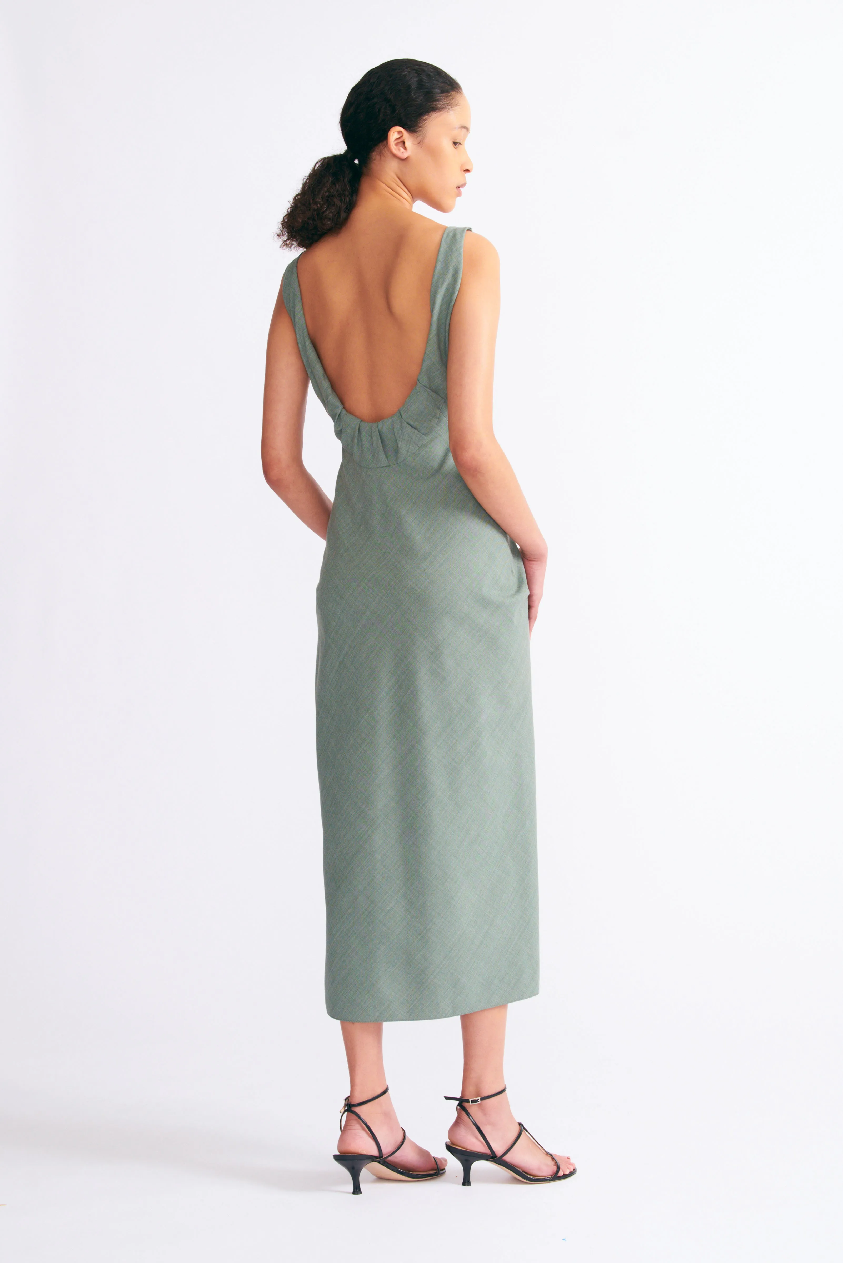 Barlowa Dress in Khaki Summer Wool