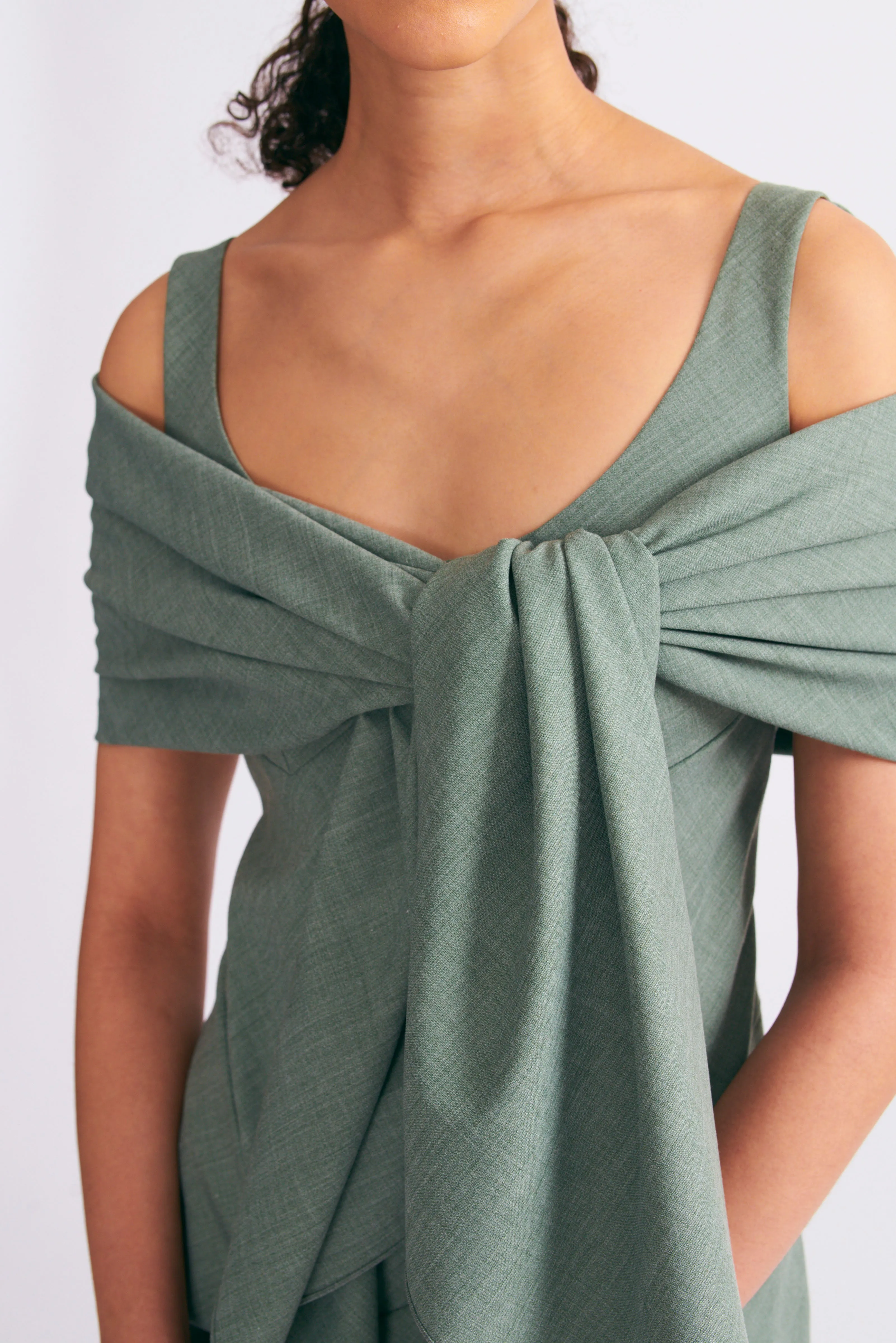 Barlowa Dress in Khaki Summer Wool
