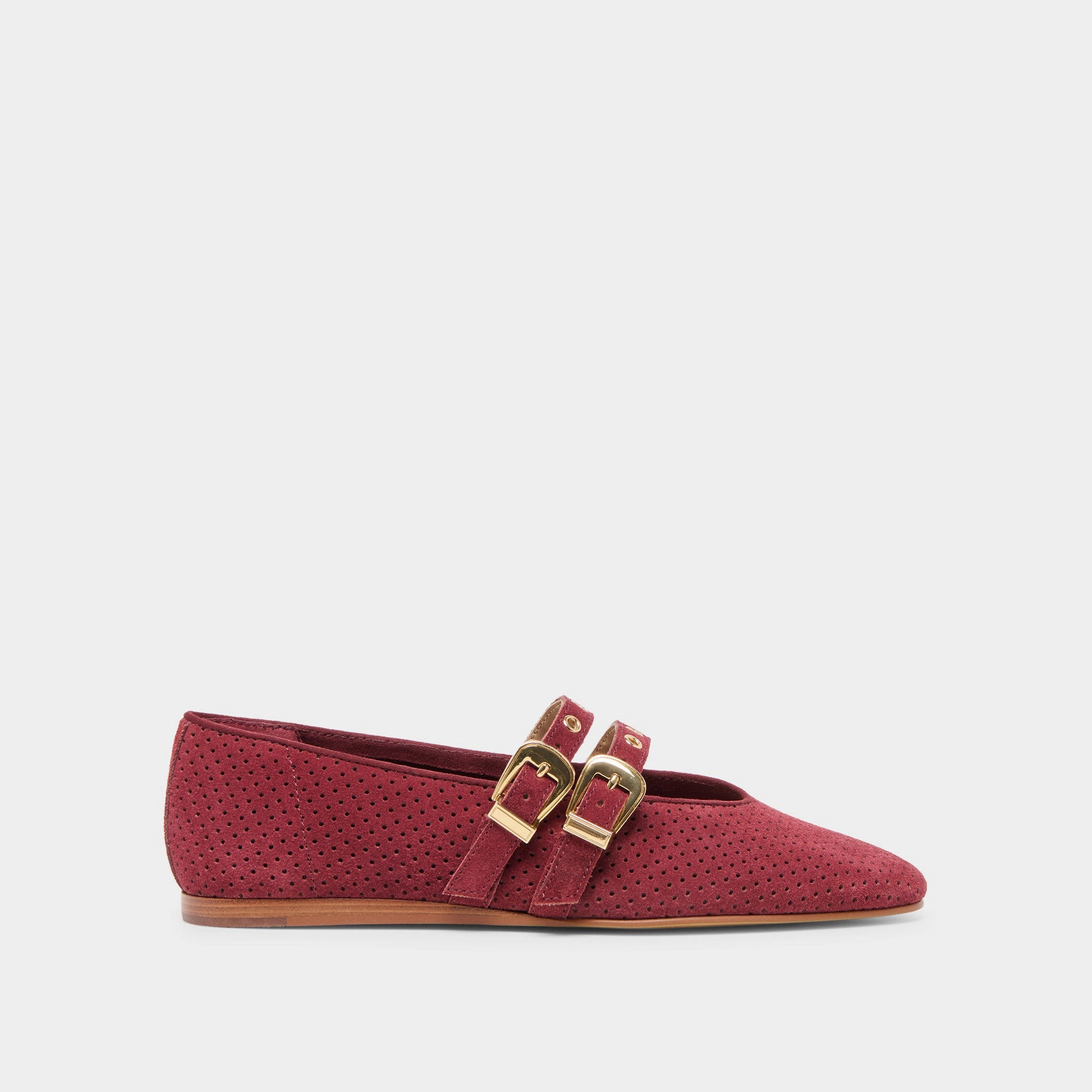 Smooth Cushion BAYLEE GROMMET BALLET FLATS OXBLOOD PERFORATED SUEDE