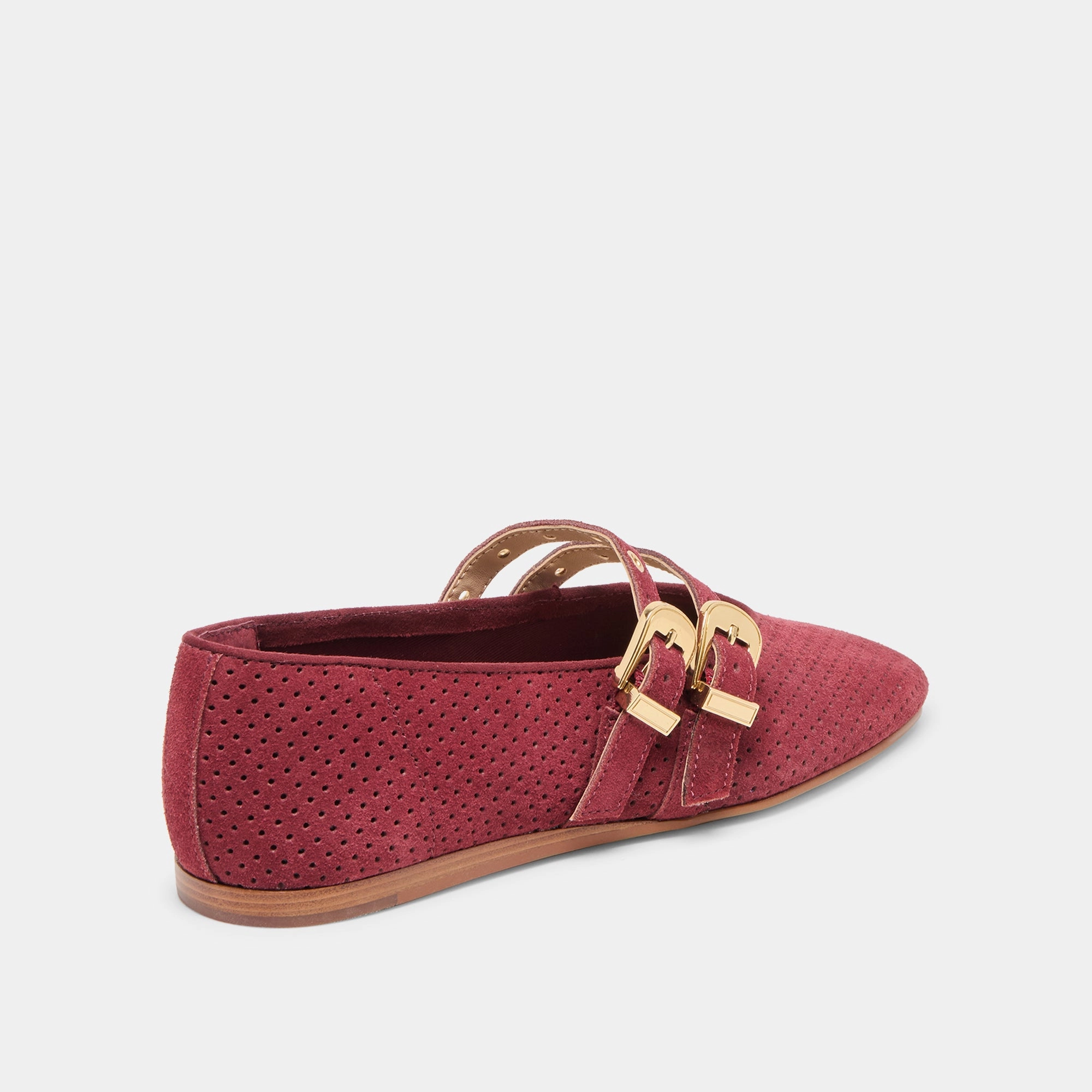 BAYLEE GROMMET BALLET FLATS OXBLOOD PERFORATED SUEDE Anti-Fatigue Footwear