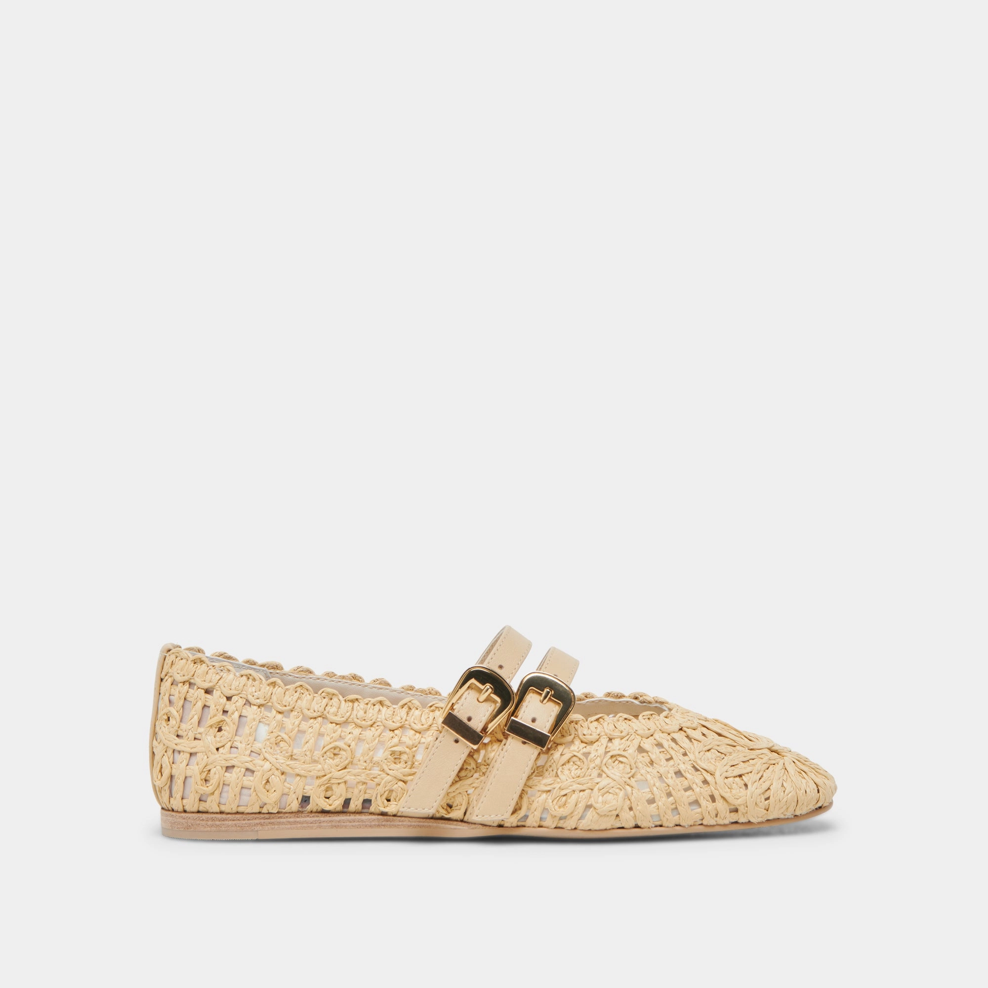 BAYLEE SUNFLOWER WIDE BALLET FLATS LT NATURAL MACRAME Ocean Step