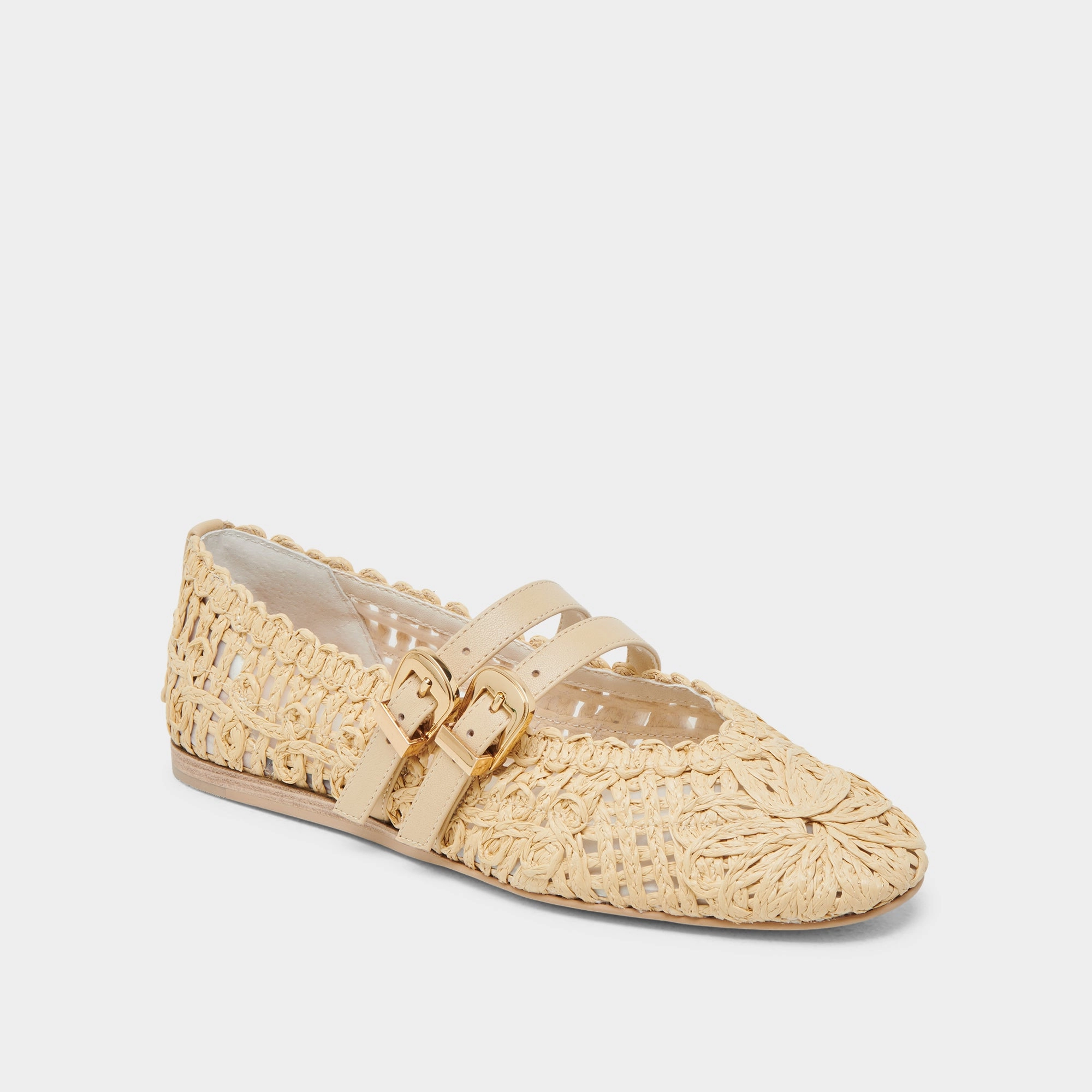 BAYLEE SUNFLOWER WIDE BALLET FLATS LT NATURAL MACRAME Chic Cushioning