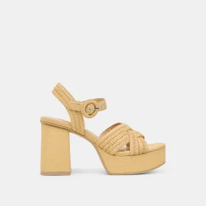 Long Leg Look Classic Edge BETY HEELS LT NATURAL WOVEN RAFFIA