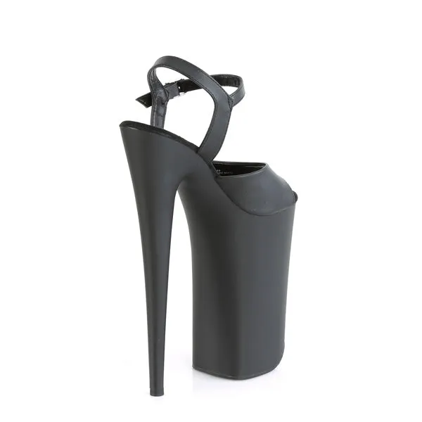 Beyond 009 Black Matte 10" Heel Ankle Strap Pumps Shoes