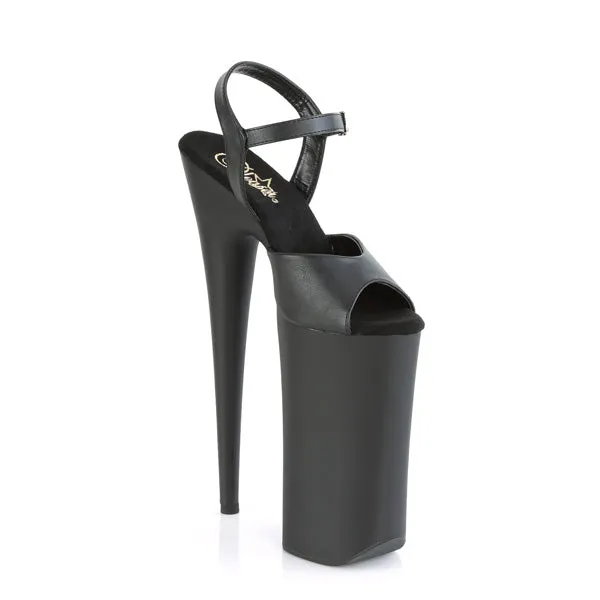 Beyond 009 Black Matte 10" Heel Ankle Strap Pumps Shoes