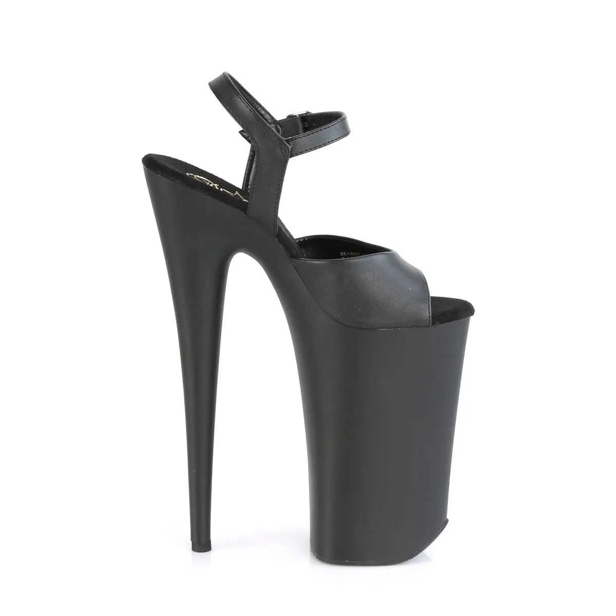 Beyond 009 Black Matte 10" Heel Ankle Strap Pumps Shoes