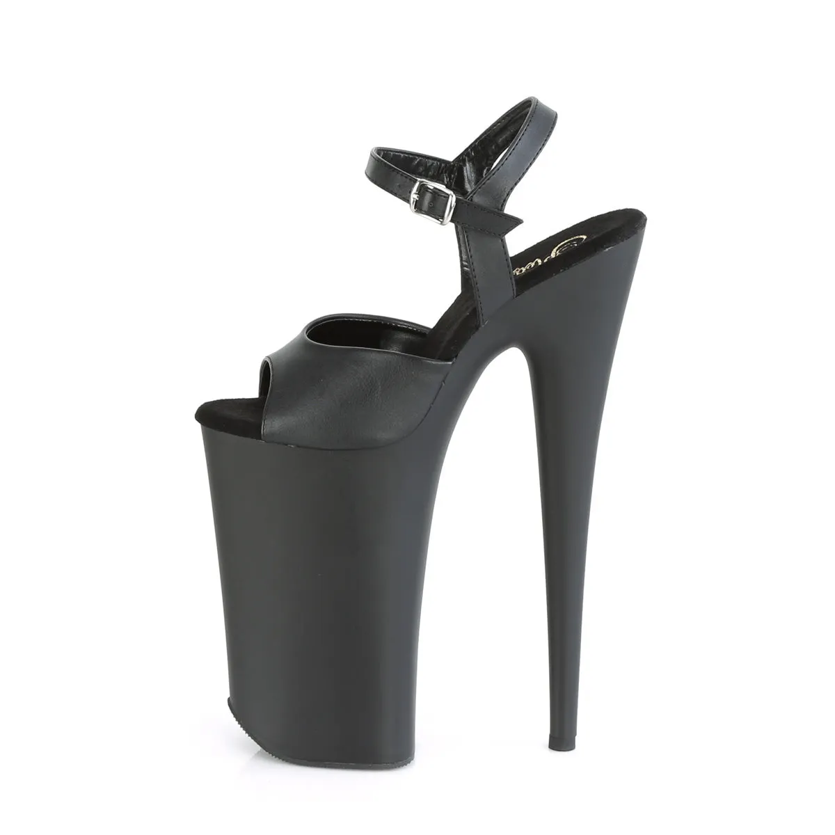Beyond 009 Black Matte 10" Heel Ankle Strap Pumps Shoes