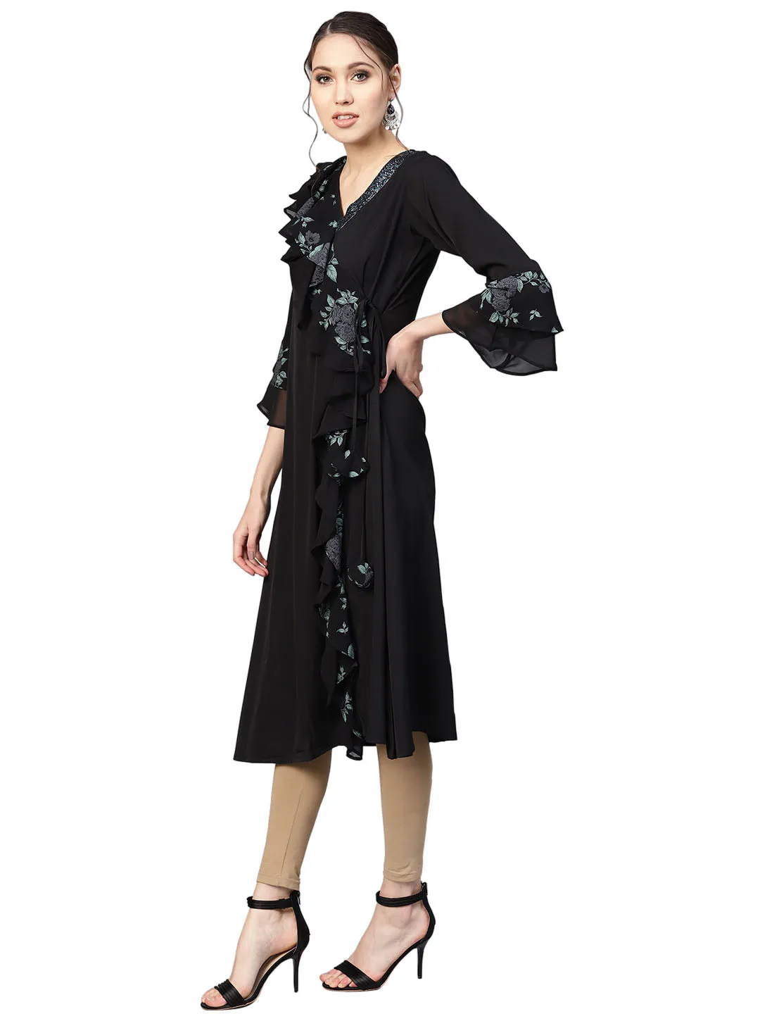 Black A-Line Georgette Kurta