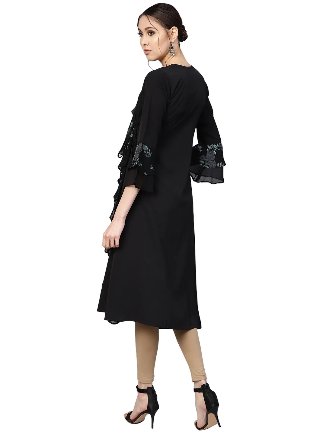 Black A-Line Georgette Kurta