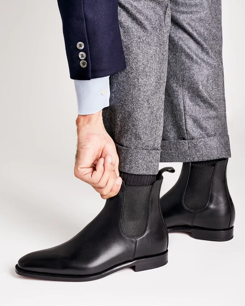 Protective Build Black Calf Leather Chelsea Boot