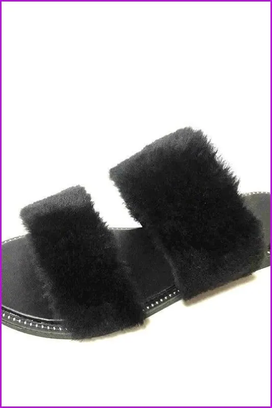 Black Causal Fur Slides F454