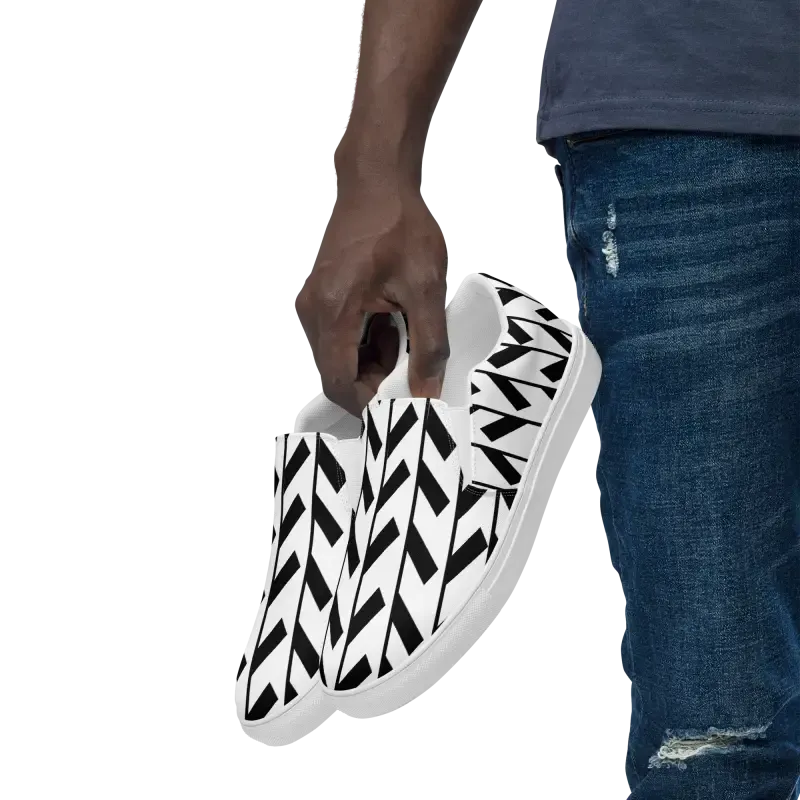 Black Pattern Men's Canvas Slip Shoes
