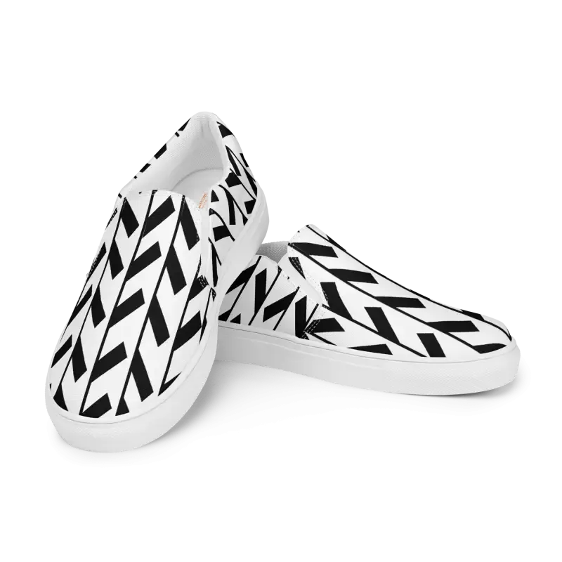 Black Pattern Men's Canvas Slip Shoes