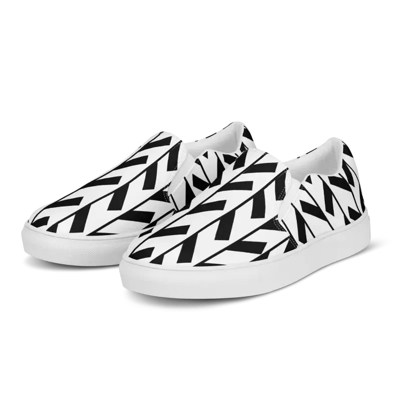 Black Pattern Men's Canvas Slip Shoes