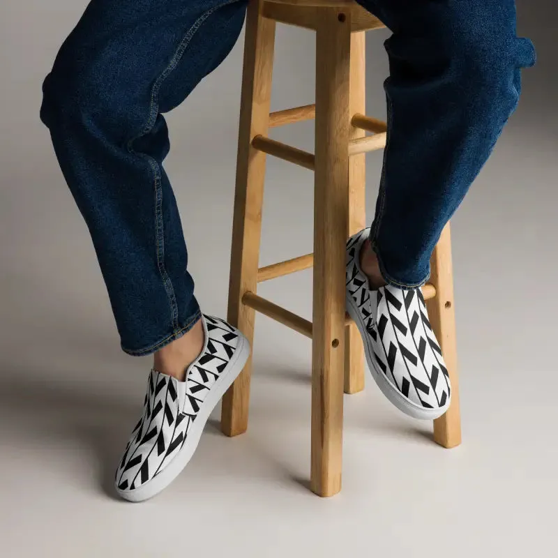 Black Pattern Men's Canvas Slip Shoes