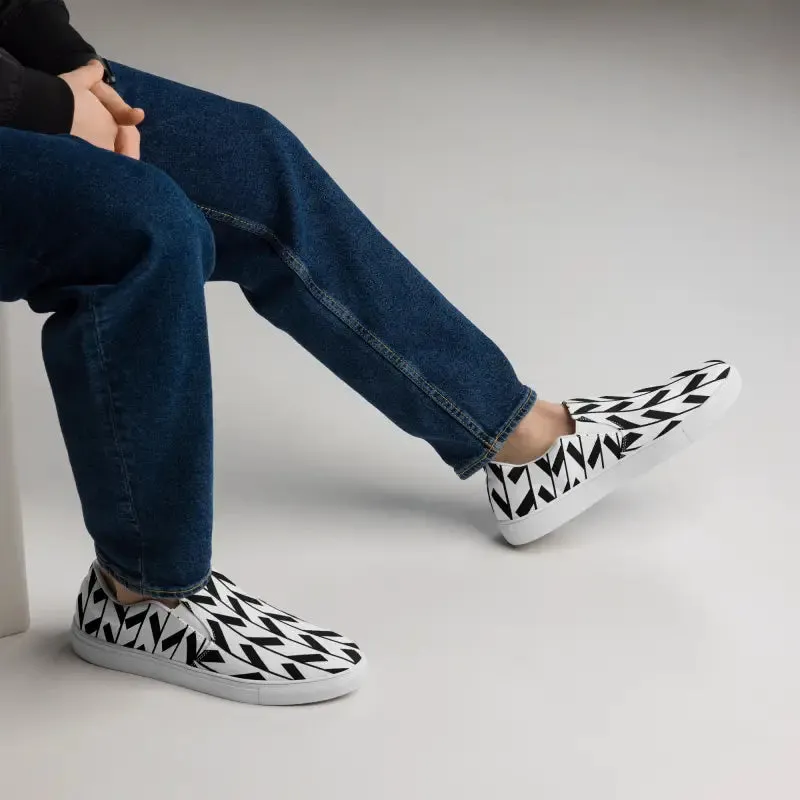 Black Pattern Men's Canvas Slip Shoes