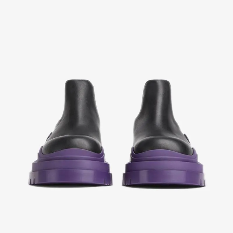 Black/Purple Cropped Chelsea Boots