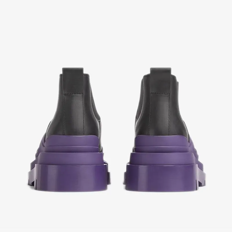 Black/Purple Cropped Chelsea Boots