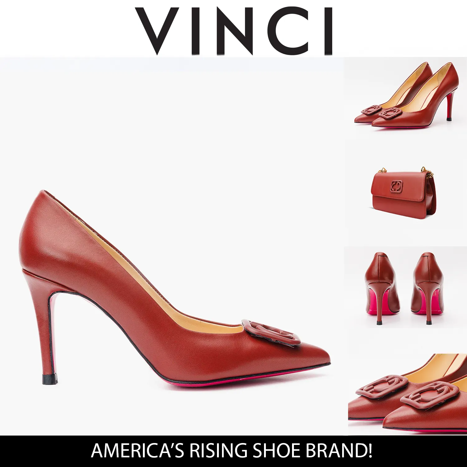 The Maneadero Dark Red Leather Pump Fuchsia Sole Women Shoe Footwear Essential