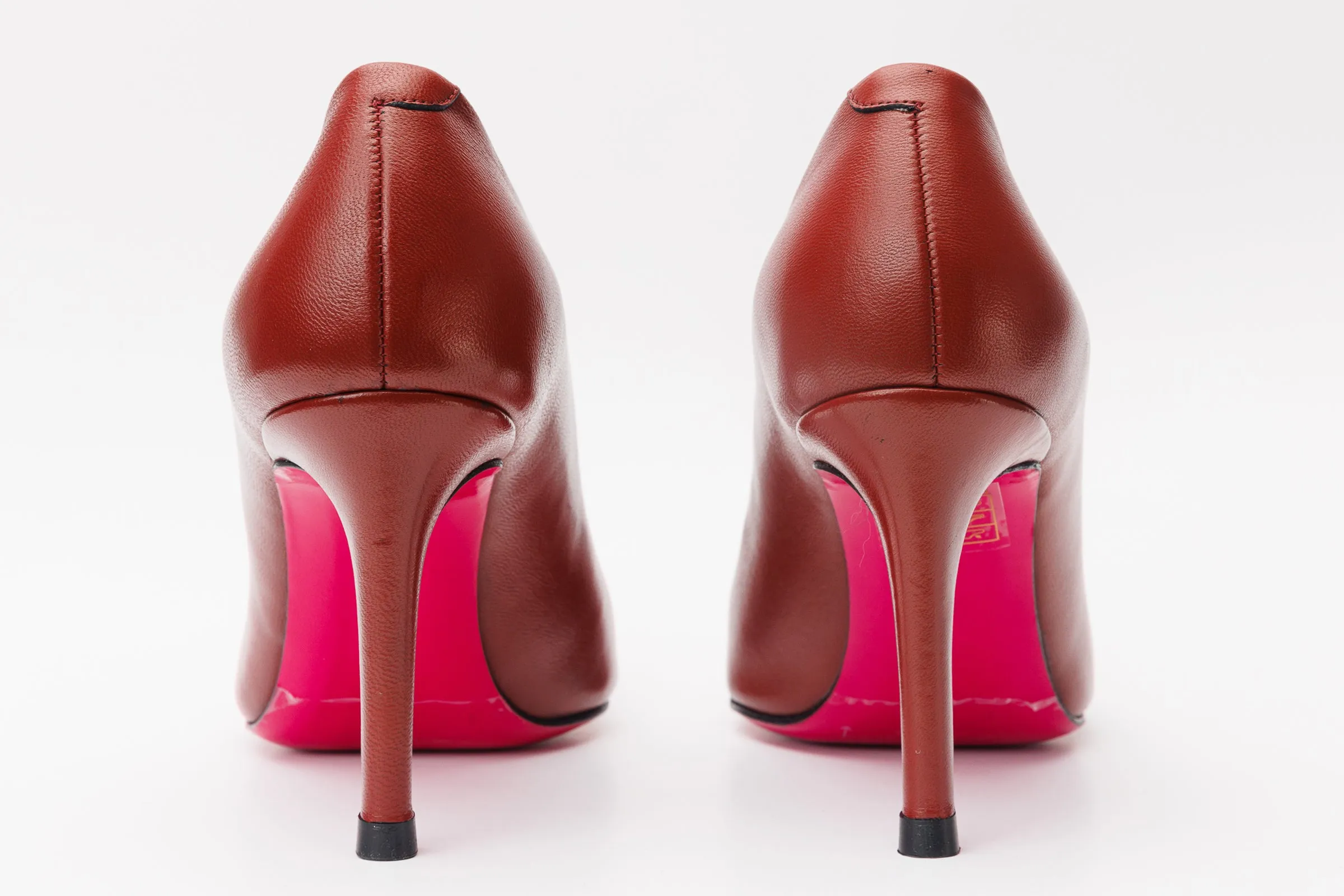 Street Glam The Maneadero Dark Red Leather Pump Fuchsia Sole Women Shoe