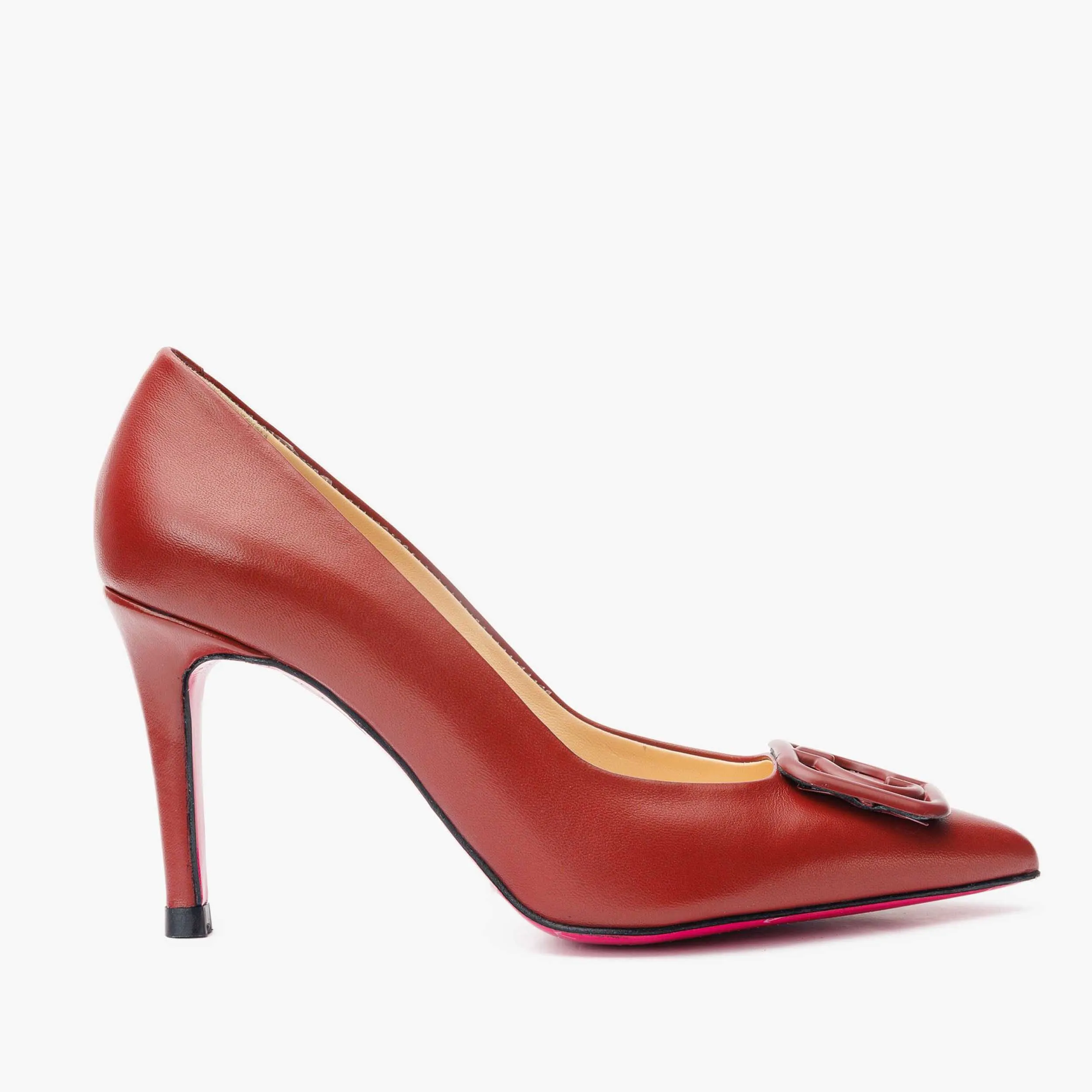 The Maneadero Dark Red Leather Pump Fuchsia Sole Women Shoe Holiday Spark Dance Mood