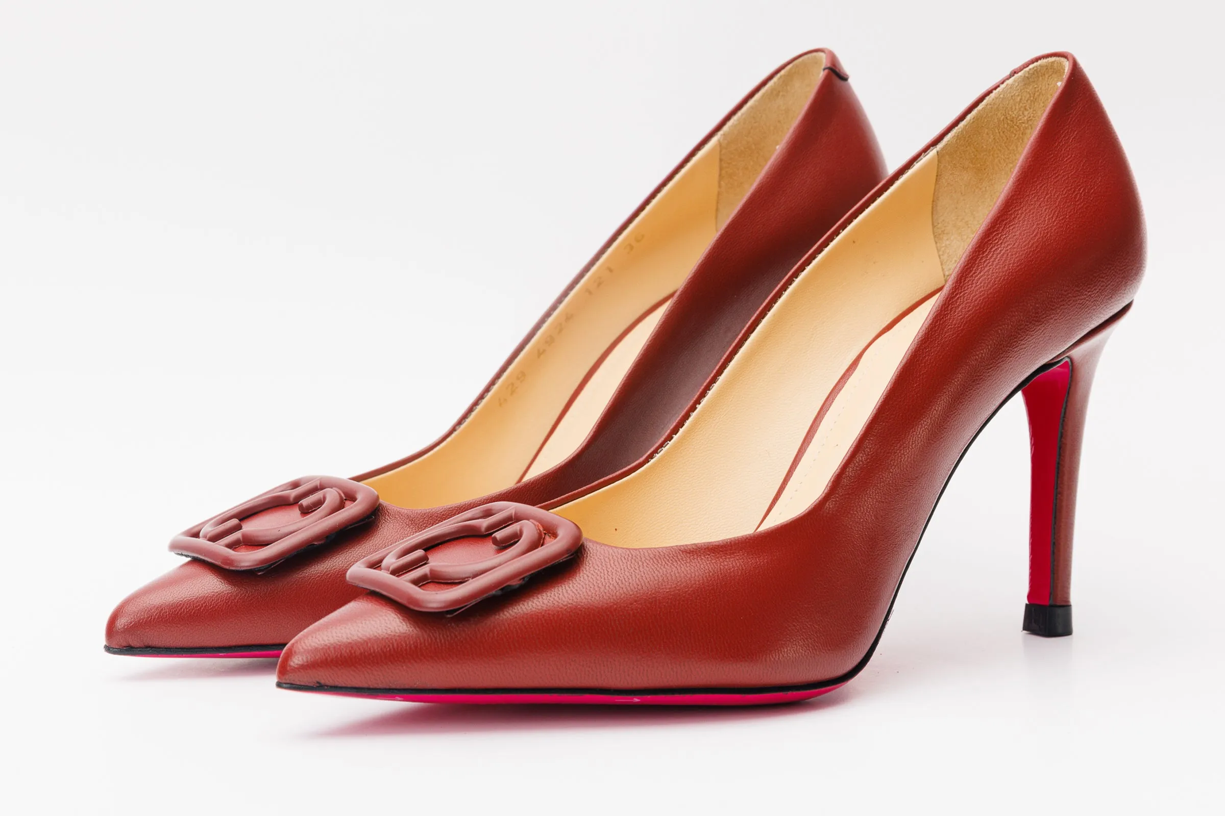 The Maneadero Dark Red Leather Pump Fuchsia Sole Women Shoe Heroine Spark