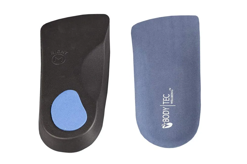 Bodytec Wellbeing 2 pairs of 3/4 Orthotic insoles for knee pain arch pain plantar fasciitis 7-8.5 UK Blue