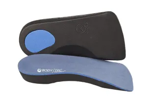 Bodytec Wellbeing 2 pairs of 3/4 Orthotic insoles for knee pain arch pain plantar fasciitis 7-8.5 UK Blue